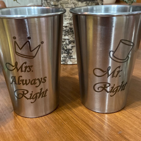 Mr.& Mrs. Brandy glasses & Stainless steel Mr. and Mrs. shakers. - Picture 2 of 9